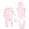 F09905NB: Baby Girls Elephant 6 Piece Mesh Bag Gift Set (NB-6 Months)
